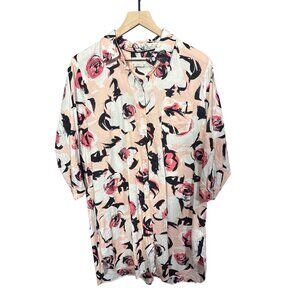 Kate Spade Floral‎ Print Sleepshirt L Button Down Cotton Womens Lounge Wear